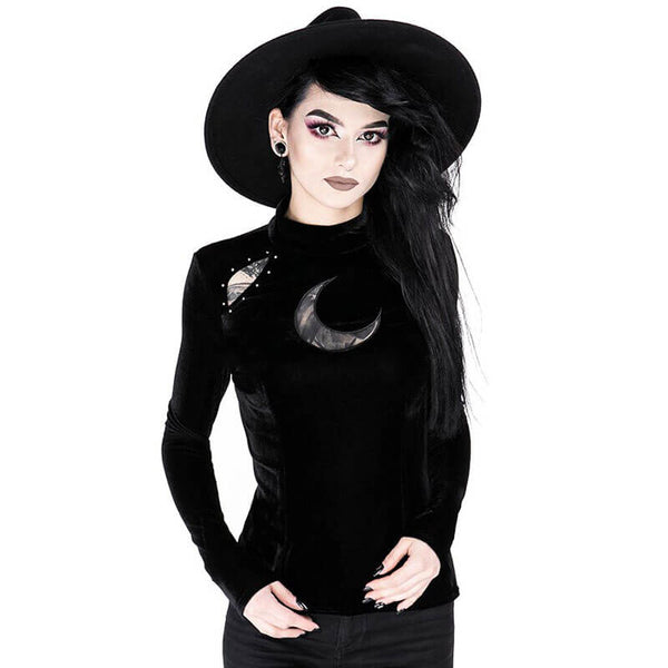 Cutting Crescent Velvet Blouse