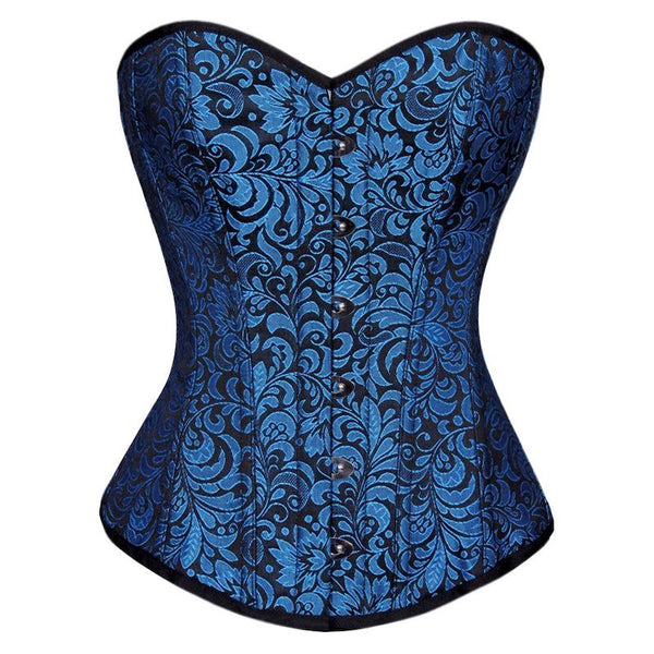 Blue Brocade Overbust Corset