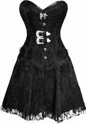 Black Rose on Black Corset Dress