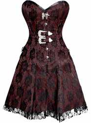 Black Rose on Brown Corset Dress